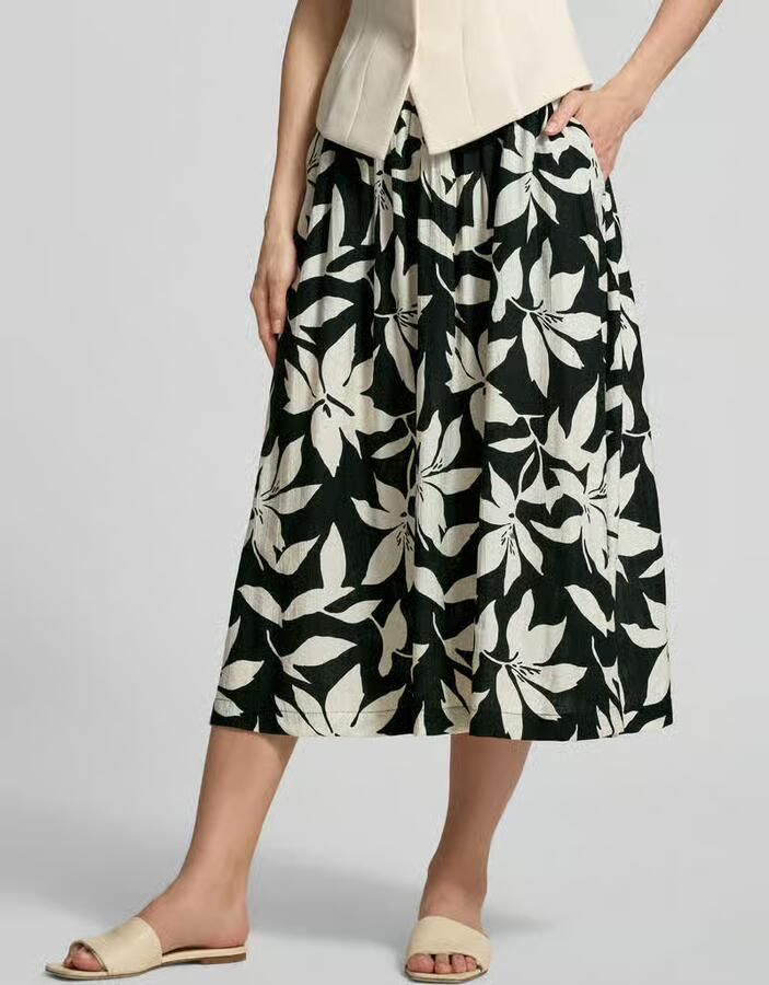 S.Oliver RED LABEL relaxed fit uitlopende midi-rok van viscosemix - Foto 3