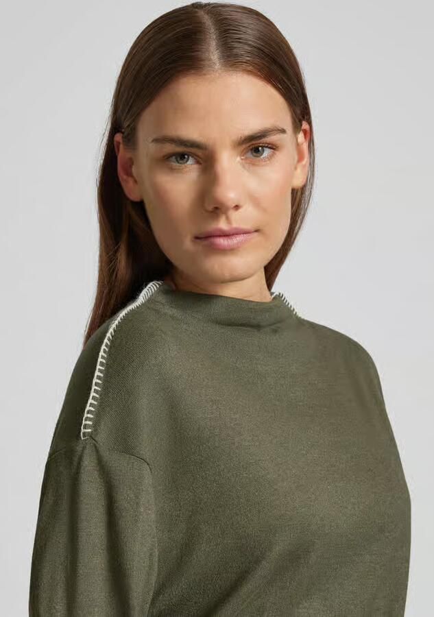 S.Oliver RED LABEL Loose fit shirt lange mouwen van geborstelde jersey tricot met binnenstebuitennaden