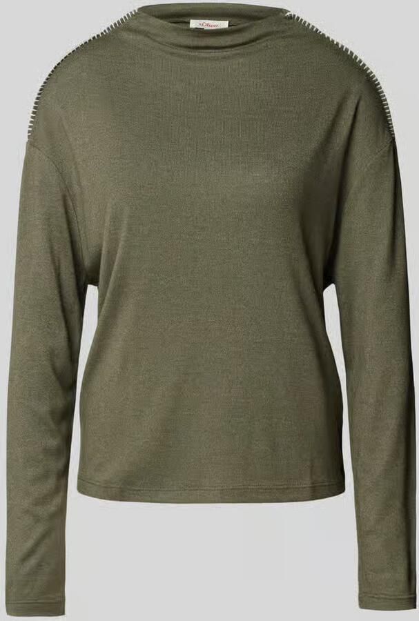 S.Oliver RED LABEL Loose fit shirt lange mouwen van geborstelde jersey tricot met binnenstebuitennaden - Foto 2