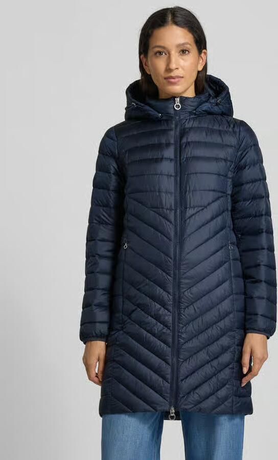 S.Oliver RED LABEL Slim fit gewatteerde lange jas met afneembare capuchon
