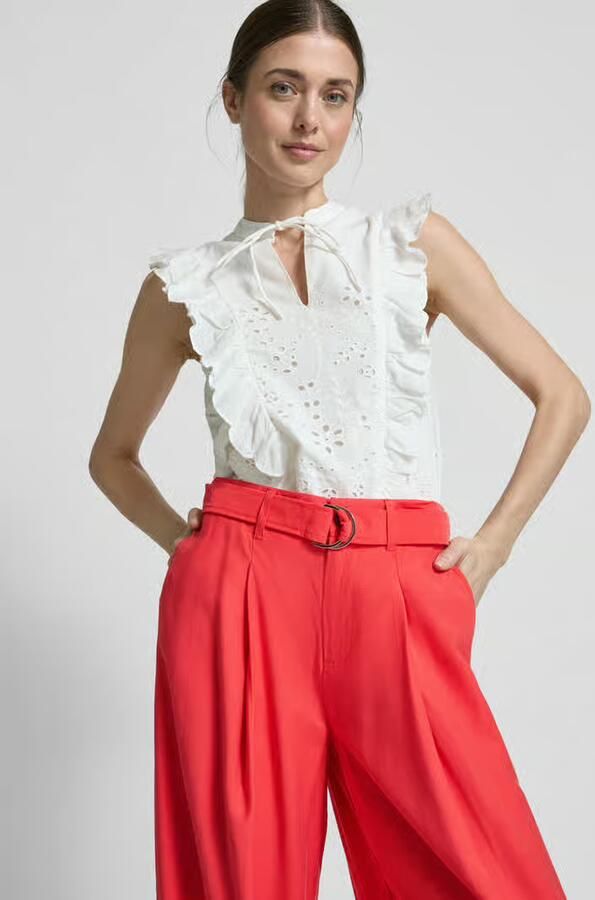 S.Oliver RED LABEL Wide leg broek met stoffen riem - Foto 4