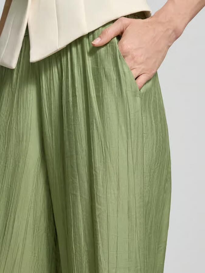 S.Oliver wide leg high waist culotte kaki met textuur - Foto 2