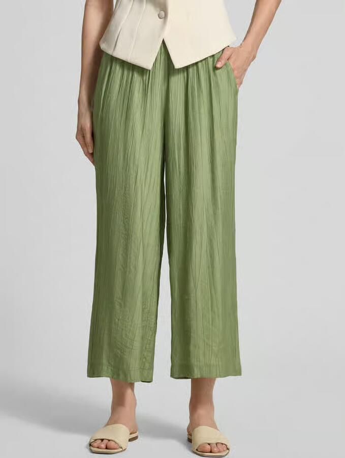 S.Oliver wide leg high waist culotte kaki met textuur - Foto 3