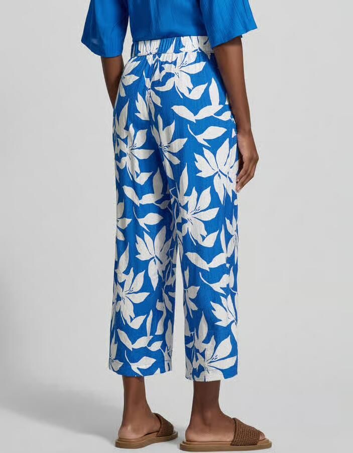 S.Oliver wide leg high waist culotte blauw met textuur - Foto 4