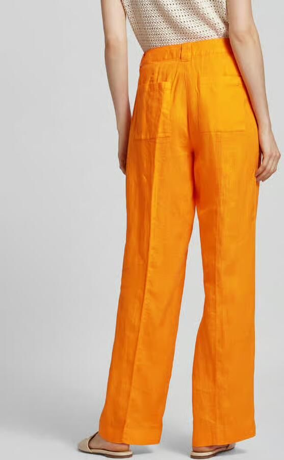 S.Oliver RED LABEL Wide leg linnen broek met vaste persplooien
