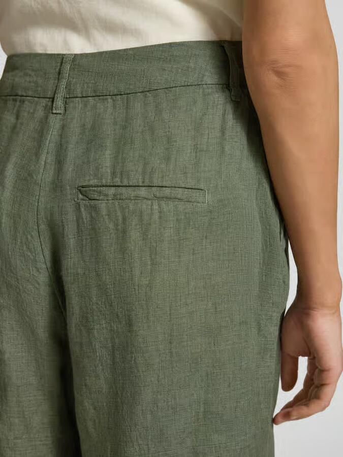 S.Oliver wide leg high waist bermuda short met linnen kaki - Foto 6