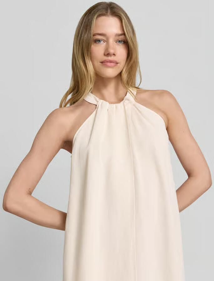 Someday. midi-jurk met linnen en plooien model 'Qelina'