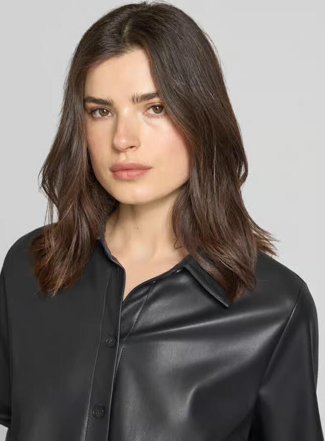 Someday. relaxed fit overhemdjack in lederlook model 'Zeather'