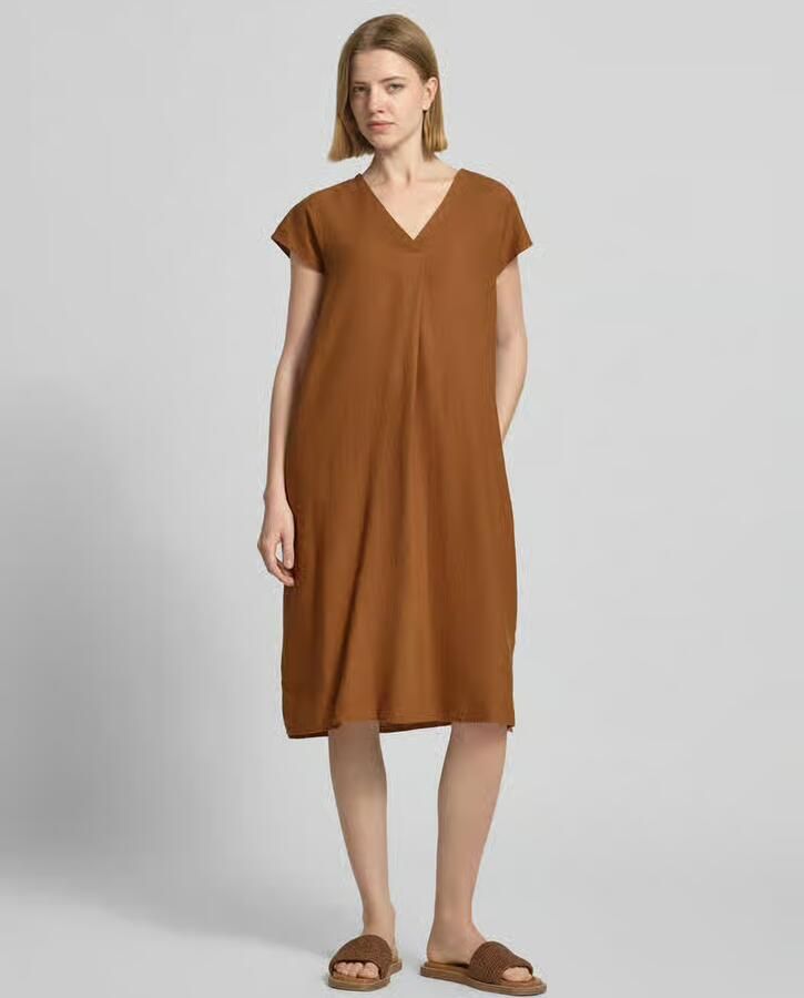 Soyaconcept Knielange linnen jurk met V-hals model 'Ina' - Foto 3
