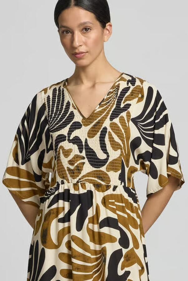 Soyaconcept midi-jurk van viscose met smokdetails model 'FELDI'