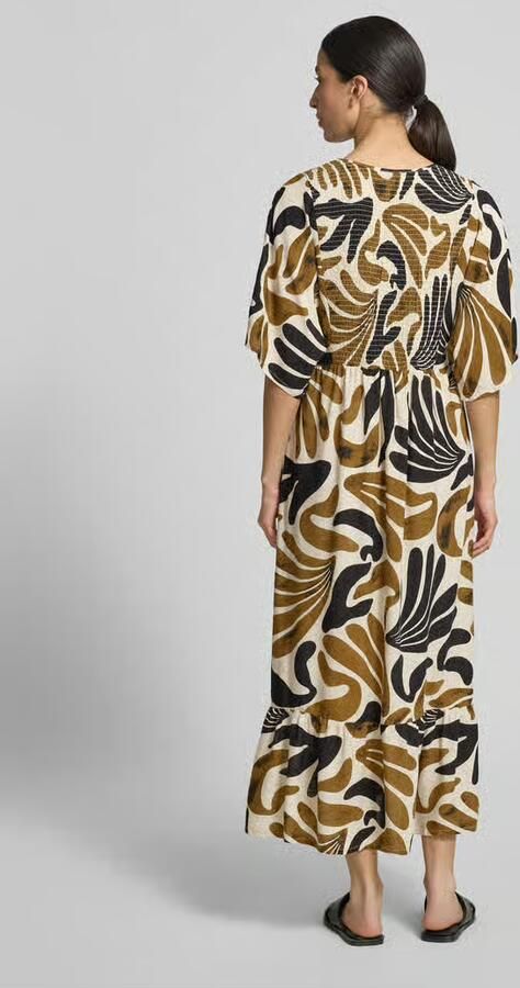 Soyaconcept midi-jurk van viscose met smokdetails model 'FELDI'
