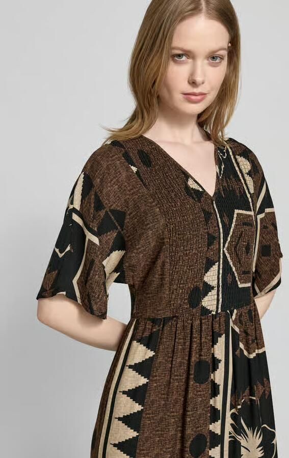 Soyaconcept Midi-jurk van viscose met V-hals model 'ROSALIE'