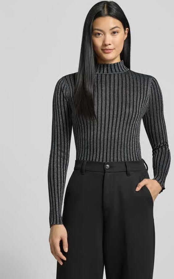 Soyaconcept Slim fit trui met turtleneck van viscosemix met opstaande kraag model 'Violetta' - Foto 2