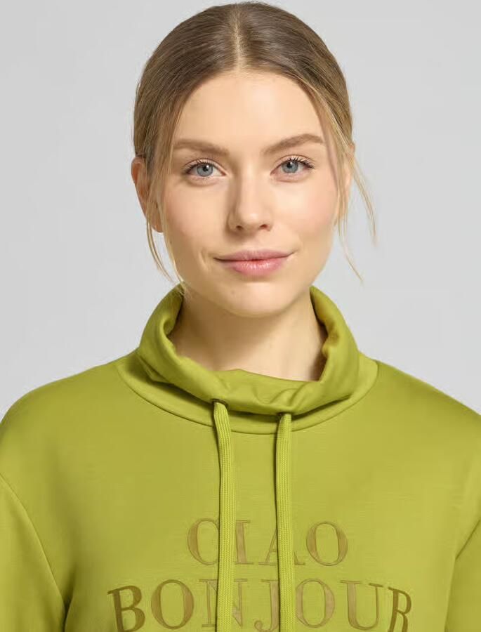 Soyaconcept sweatshirt met opstaande kraag en statementprint