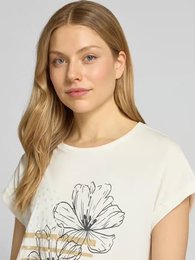 Soyaconcept T-shirt met gefixeerde mouwomslag model 'RINA'