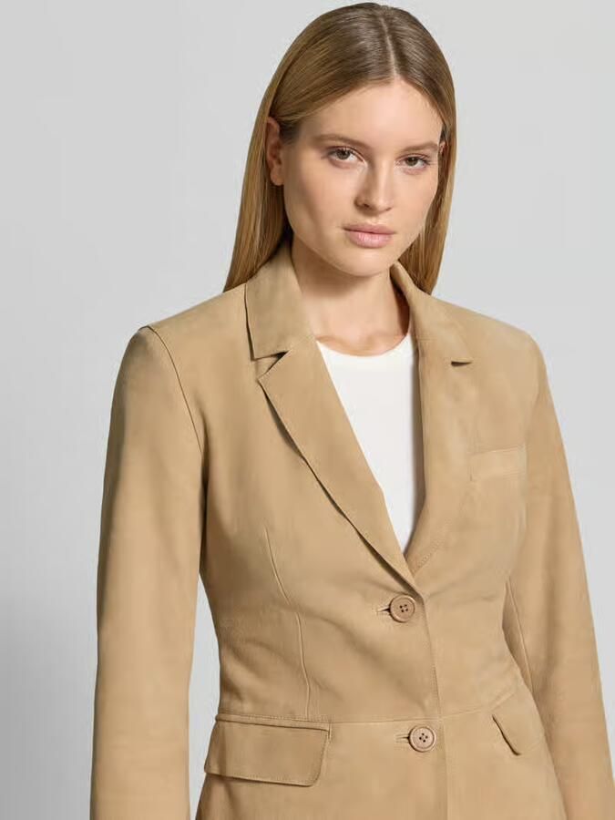 STAND STUDIO regular fit blazer van echt geitenvelours model 'Mina'