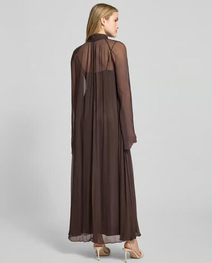 Staud Maxi-jurk van viscose met opstaande kraag model 'ESTHER'