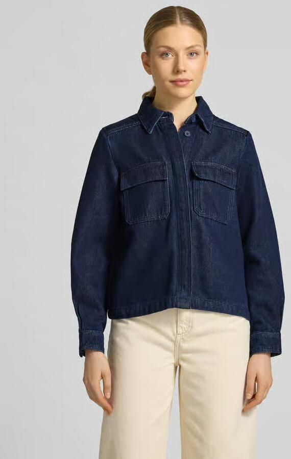 Stefanel jeansblouse met borstzakken en kentkraag - Foto 2