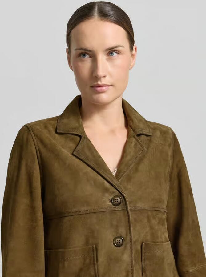 Stefanel Leren blazer met opgestikte steekzakken