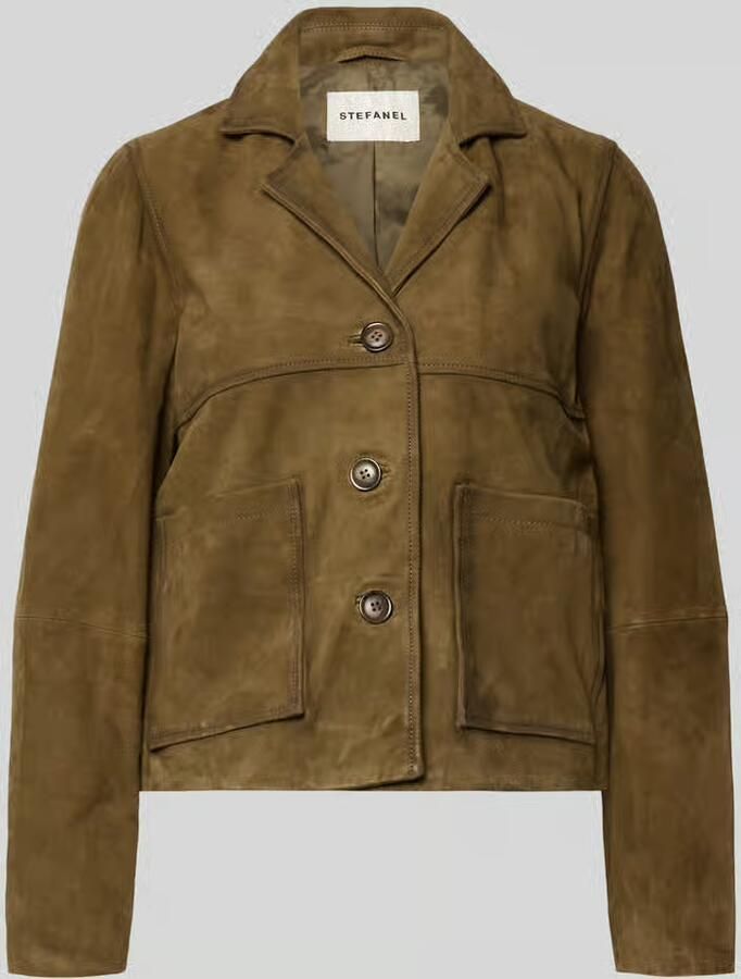 Stefanel Leren blazer met opgestikte steekzakken - Foto 2