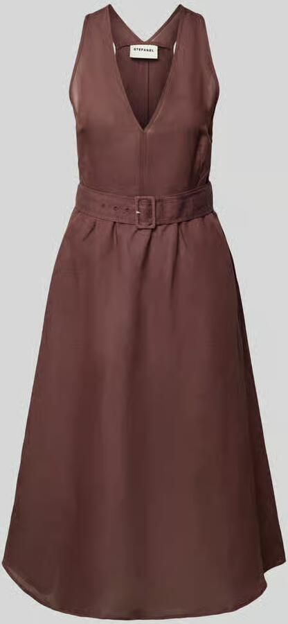 Stefanel midi-jurk van linnenmix met viscose - Foto 2
