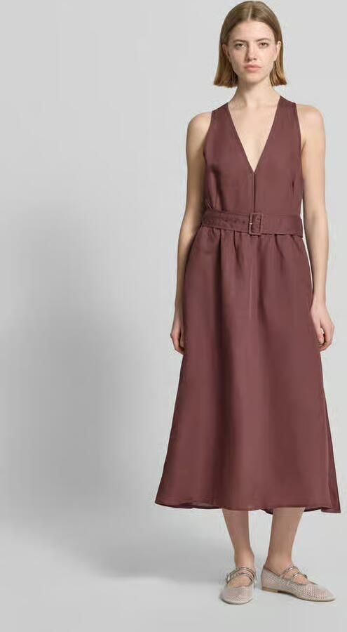 Stefanel midi-jurk van linnenmix met viscose - Foto 3