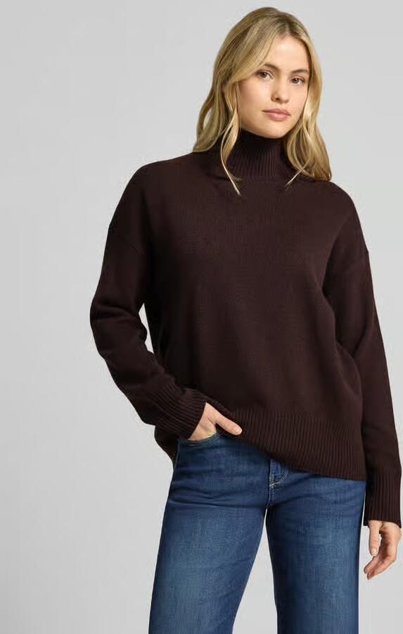 Stefanel oversized fit gebreide pullover van pure wol met opstaande kraag - Foto 2