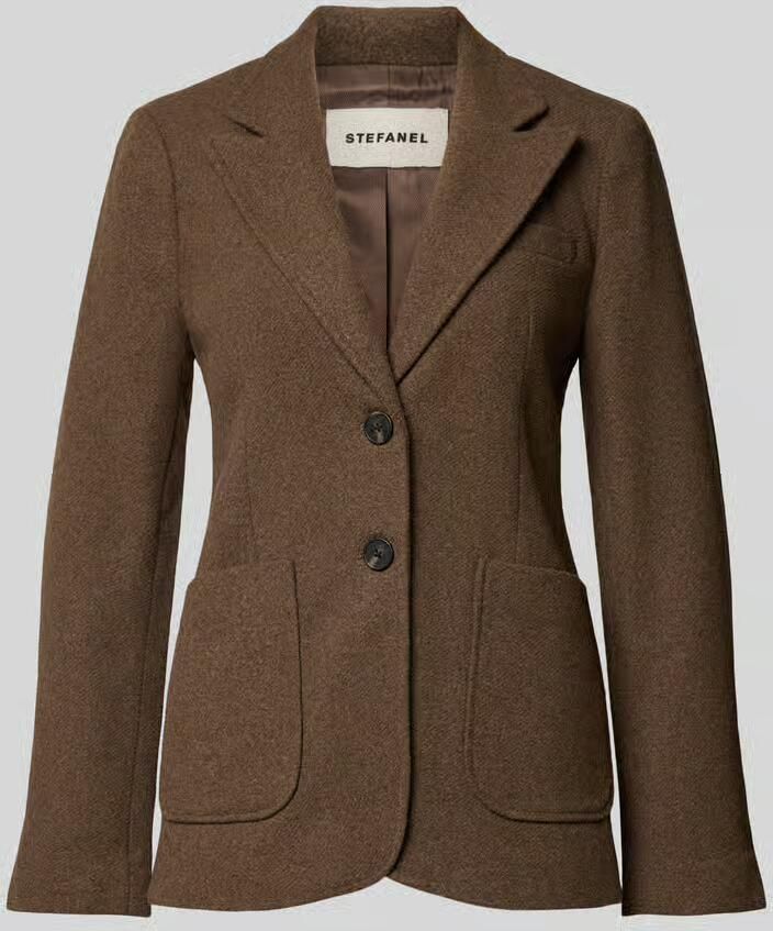 Stefanel regular fit blazer van zuivere viscose met reverskraag