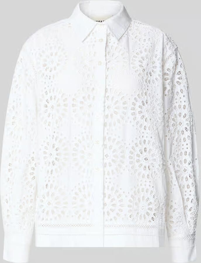 Stefanel regular fit blouse met ajourwerk model 'SANGALLO'
