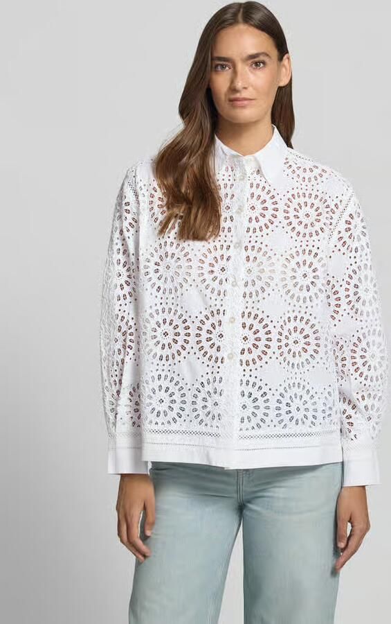 Stefanel regular fit blouse met ajourwerk model 'SANGALLO' - Foto 3