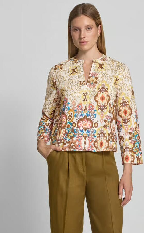 Stefanel regular fit blouse van mix van katoen en linnen - Foto 2