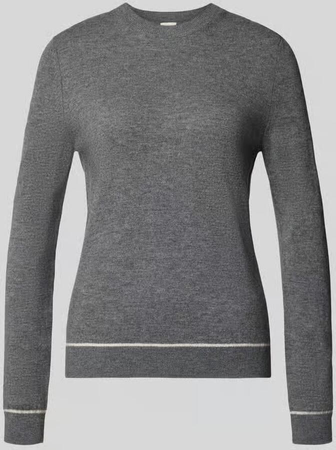 Stefanel Regular fit gebreide pullover van pure lanawol met ribboordjes