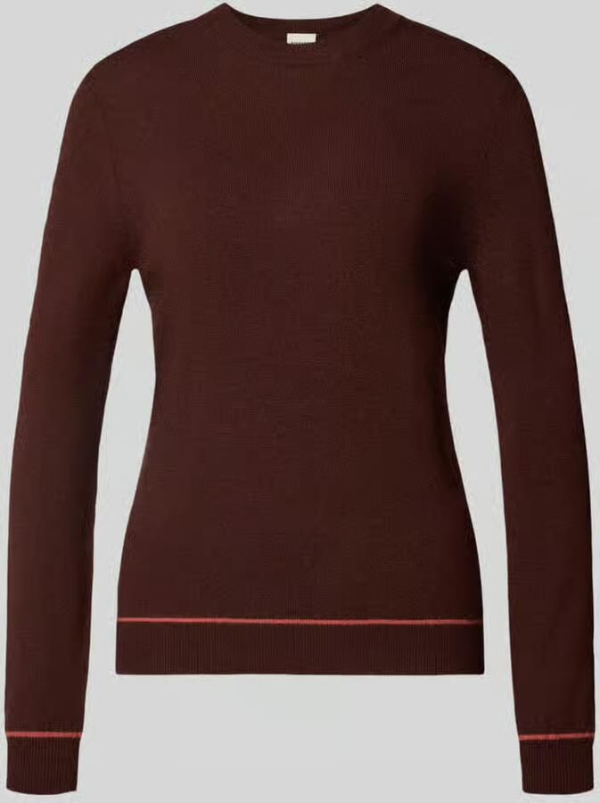 Stefanel Regular fit gebreide pullover van pure lanawol met ribboordjes