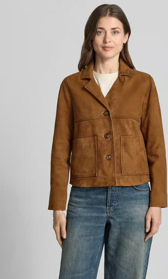 Stefanel regular fit leren jack met opgestikte zakken - Foto 3