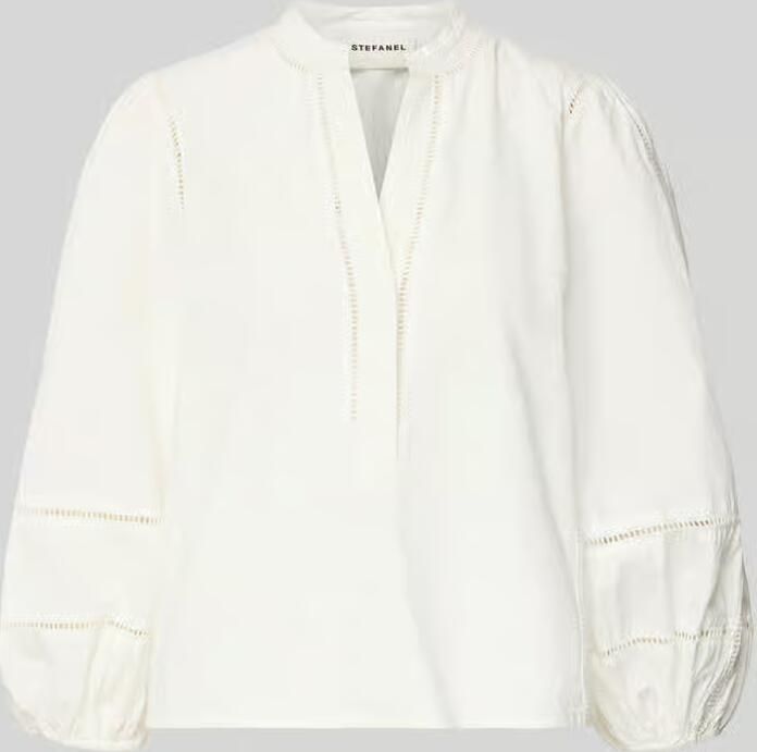 Stefanel relaxed fit blouse met ajourborduursel model 'Ajour'