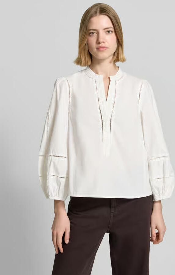 Stefanel relaxed fit blouse met ajourborduursel model 'Ajour' - Foto 3