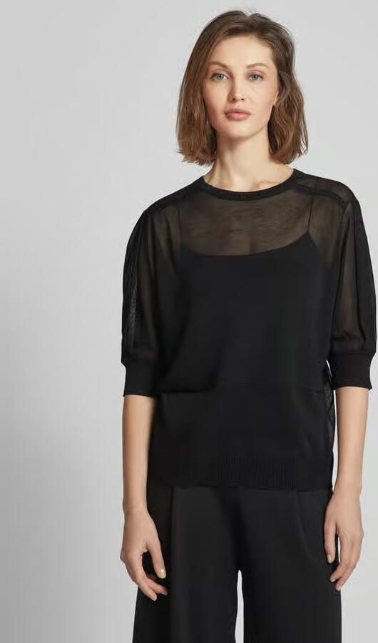 Stefanel Semi-transparante gebreide pullover met ronde hals - Foto 2