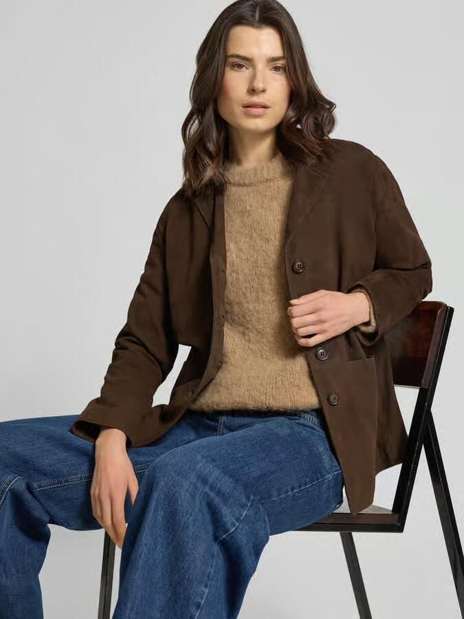 Stefanel Veloursleren jack met knoopsluiting