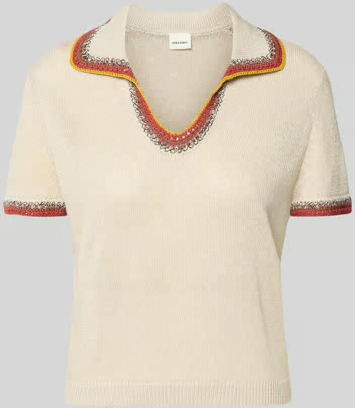 Stefanel T-shirt in brei-look met contrasterende rand