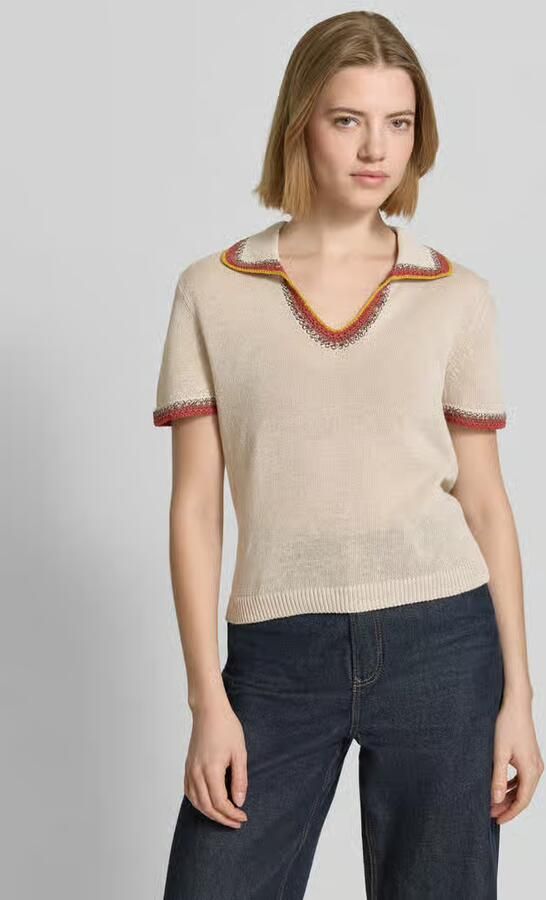 Stefanel T-shirt in brei-look met contrasterende rand - Foto 2
