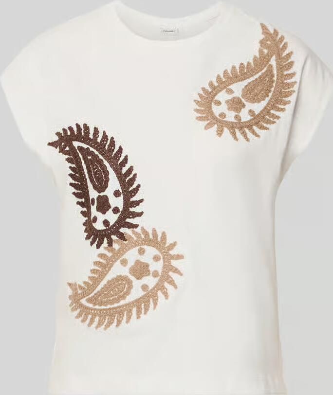 Stefanel T-shirt met ronde hals en stitchings model 'RICAMO' - Foto 3