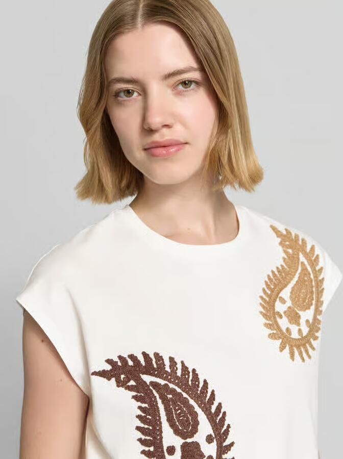 Stefanel T-shirt met ronde hals en stitchings model 'RICAMO' - Foto 2