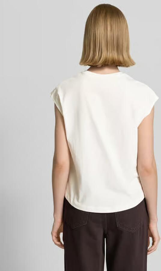 Stefanel T-shirt met ronde hals en stitchings model 'RICAMO'