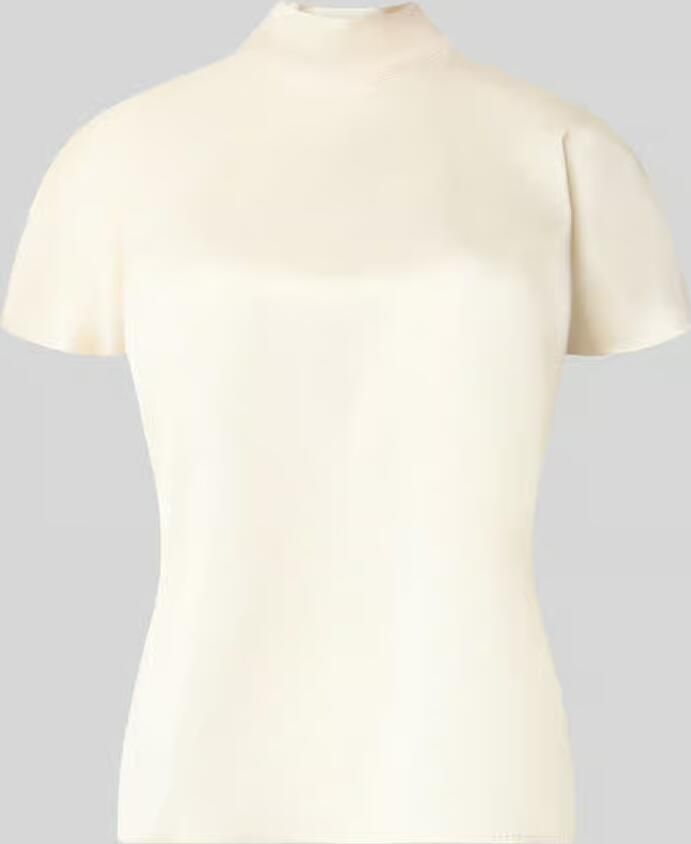 Stefanel T-shirt van viscosemix met opstaande kraag