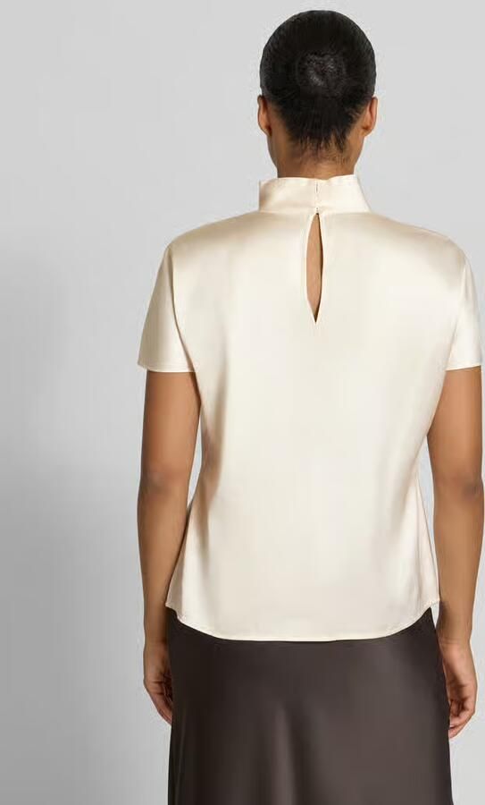 Stefanel T-shirt van viscosemix met opstaande kraag - Foto 3