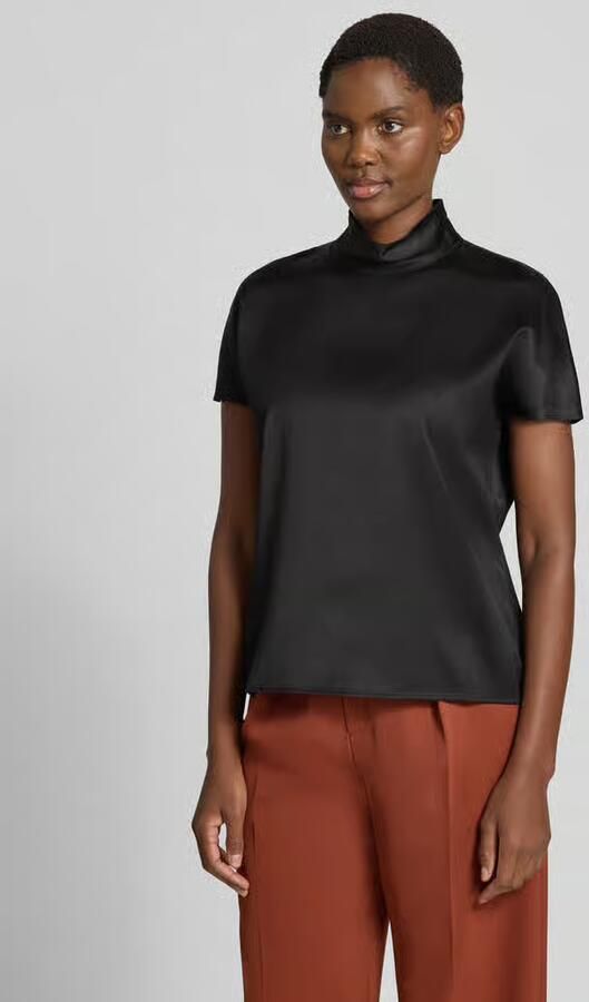 Stefanel T-shirt van viscosemix met opstaande kraag - Foto 3