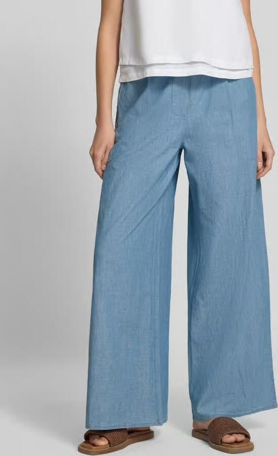 Stefanel wide fit broek met bandplooien in denimlook - Foto 2