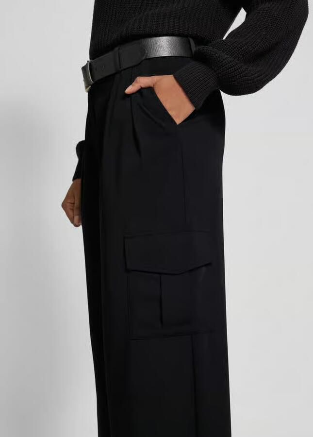 Stefanel Wide leg bandplooibroek met cargozakken