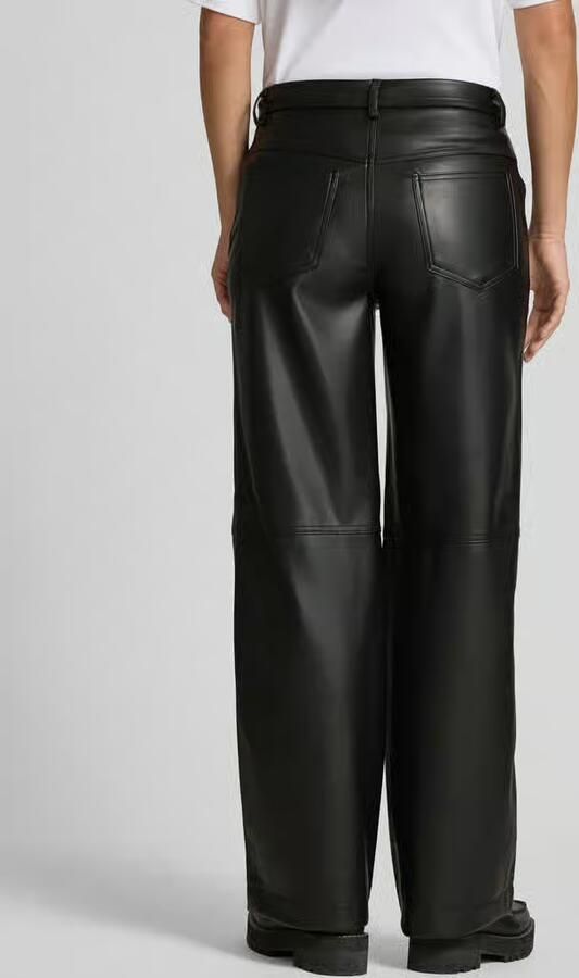 Stefanel Wide leg broek van kunstleer met steekzakken - Foto 3