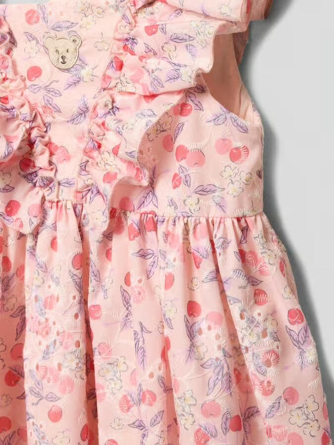 Steiff Knie-lange jurk met ruches en motiefstitching